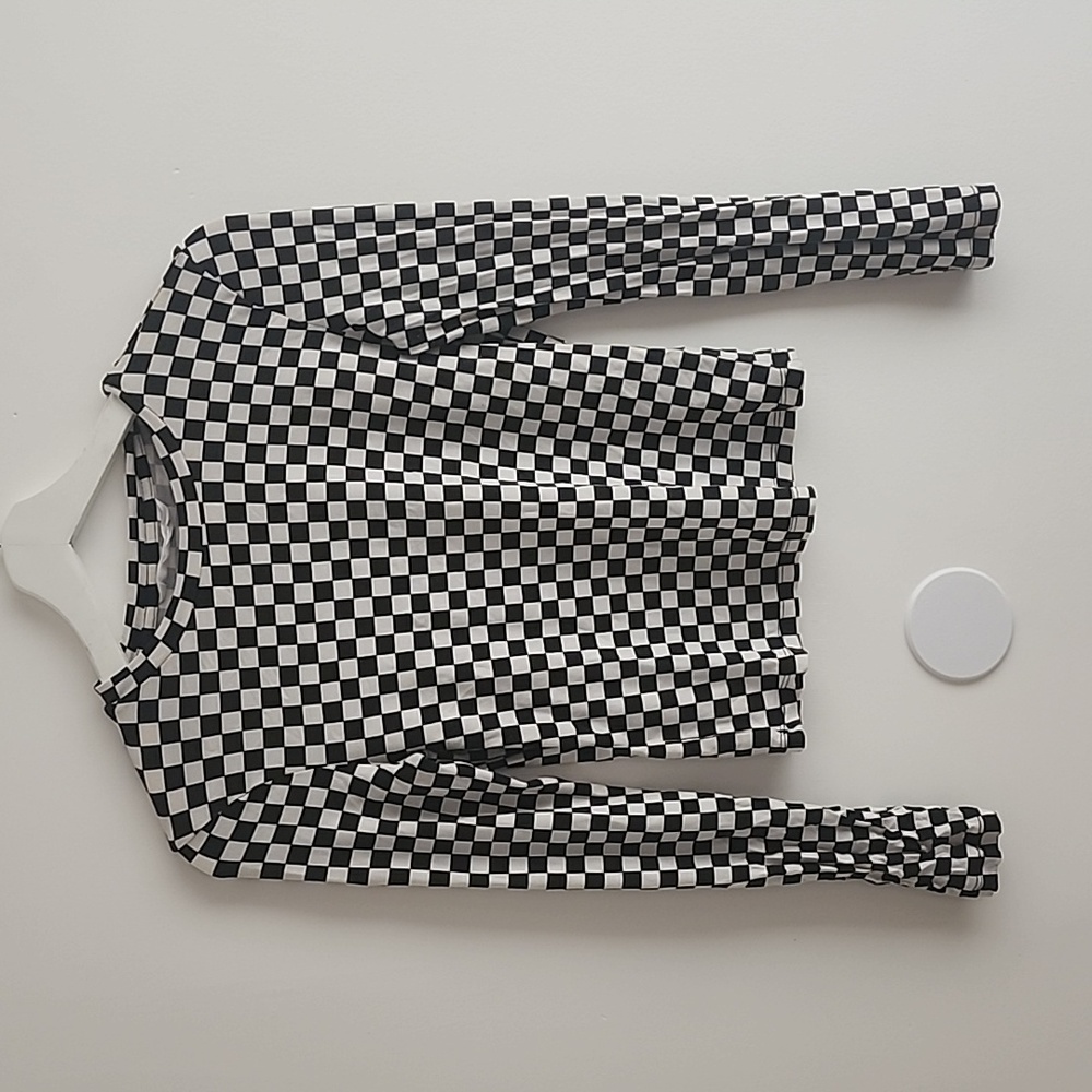 Mango Checkerboard long sleeve Top
